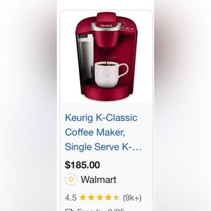 Keurig Black Brewer with Red Cup